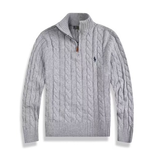Autumn and Winter New Men's Paul Sweater Pullover Cardigan Zipper Casual Twist Collar Long Sleeve Base Jacket