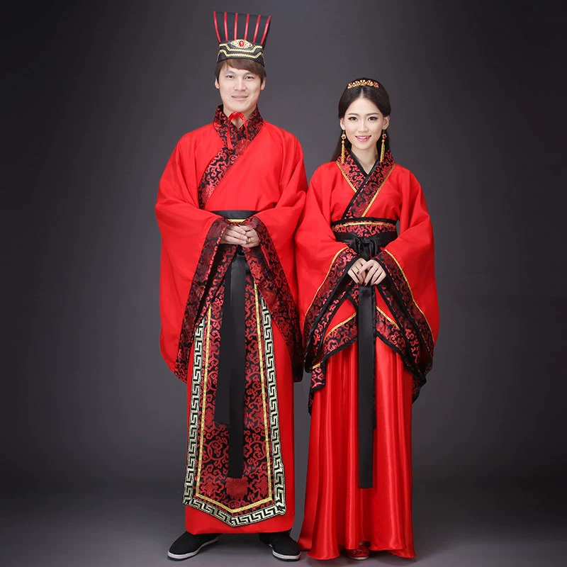 Тан костюм ханьфу мужское и женское свадебное платье Китайская одежда для пары красный китайский стиль свадебное платье для жениха невесты свадебное платье Han Tang свадебное платье