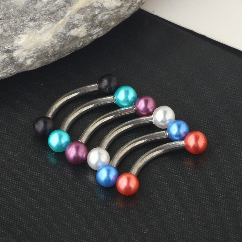 Stainless Steel Eyebrow Ring Star Design Pearl Ball Lip Nose Ear Piercing Jewelry Wholesale detail image 6