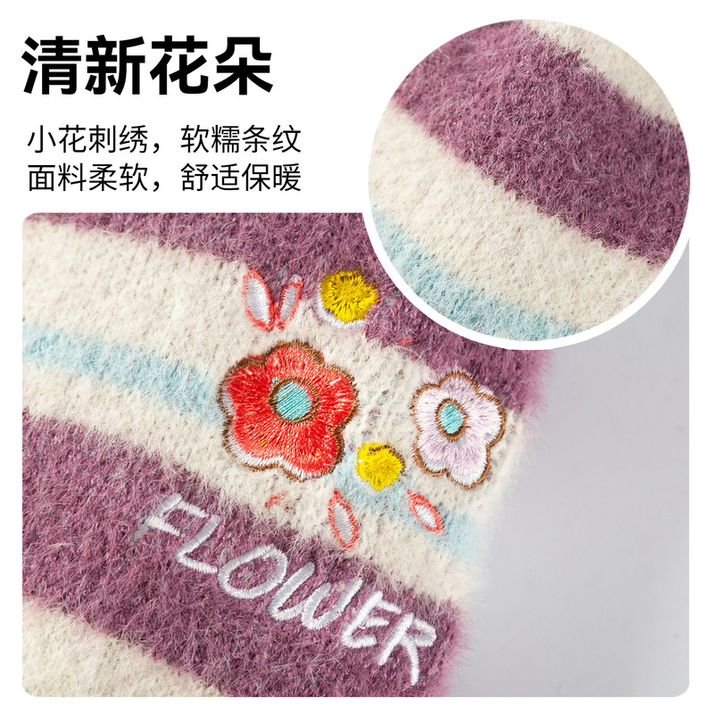 狗狗衣服泰迪比熊加厚保暖毛衣清新花朵条纹仿貂绒小型犬宠物衣服|undefined