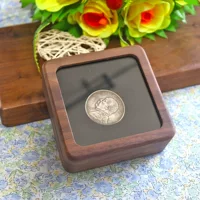 Резное окно из цельного дерева ореха, акриловая памятная монета 10cm года, деревянная коробка, серебряный доллар, золотая монета, медная коробка для сбора монет