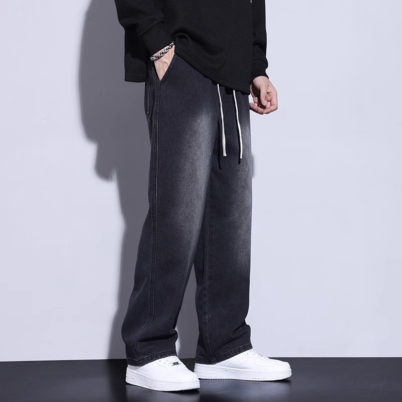 Herren Jeans In Schwarz Regular Fit Gerade Schnitt Hose_voghion.com