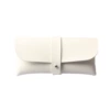 White leather case with snap buckle