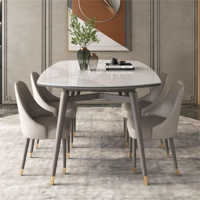 Luz de estilo italiano de lujo Pandora Rock placa mesa de comedor cuadrado retráctil redondo plegable moderno simple pequeño apartamento mesa de comedor y silla