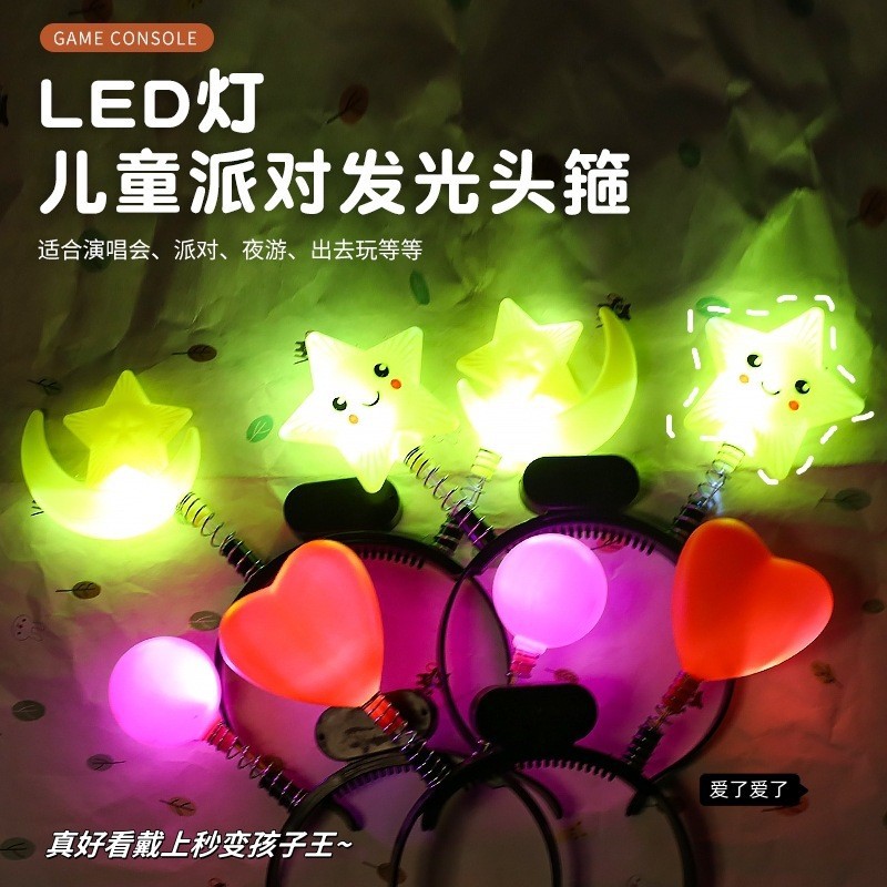 Tocado luminoso estrella de cinco puntas diadema de primavera estrella diadema horquilla palo de luz flash estrella de cinco puntas accesorios de horquilla