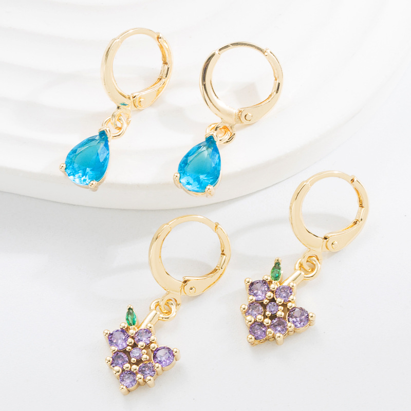 Womenu0027S Fashion Water Drop Copper Earrings Zircon Drop Earrings