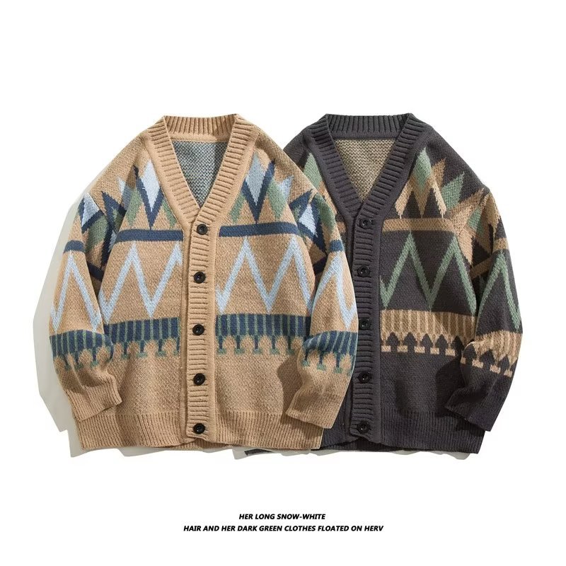 Strickjacke Retro Herren Rundhalspullover Herbst und Winter lockerer Pullover fauler lässiger Paarpullover leichtes Top im reifen Stil_voghion.com
