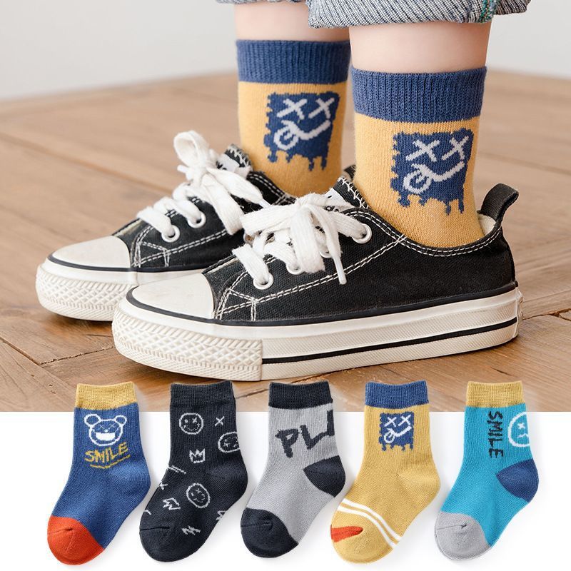 Calcetines para niños Calcetines para niños de algodón de tubo medio de otoño para bebés otoño e invierno dibujos animados para niños y niñas nuevos calcetines para bebés para hombres y mujeres