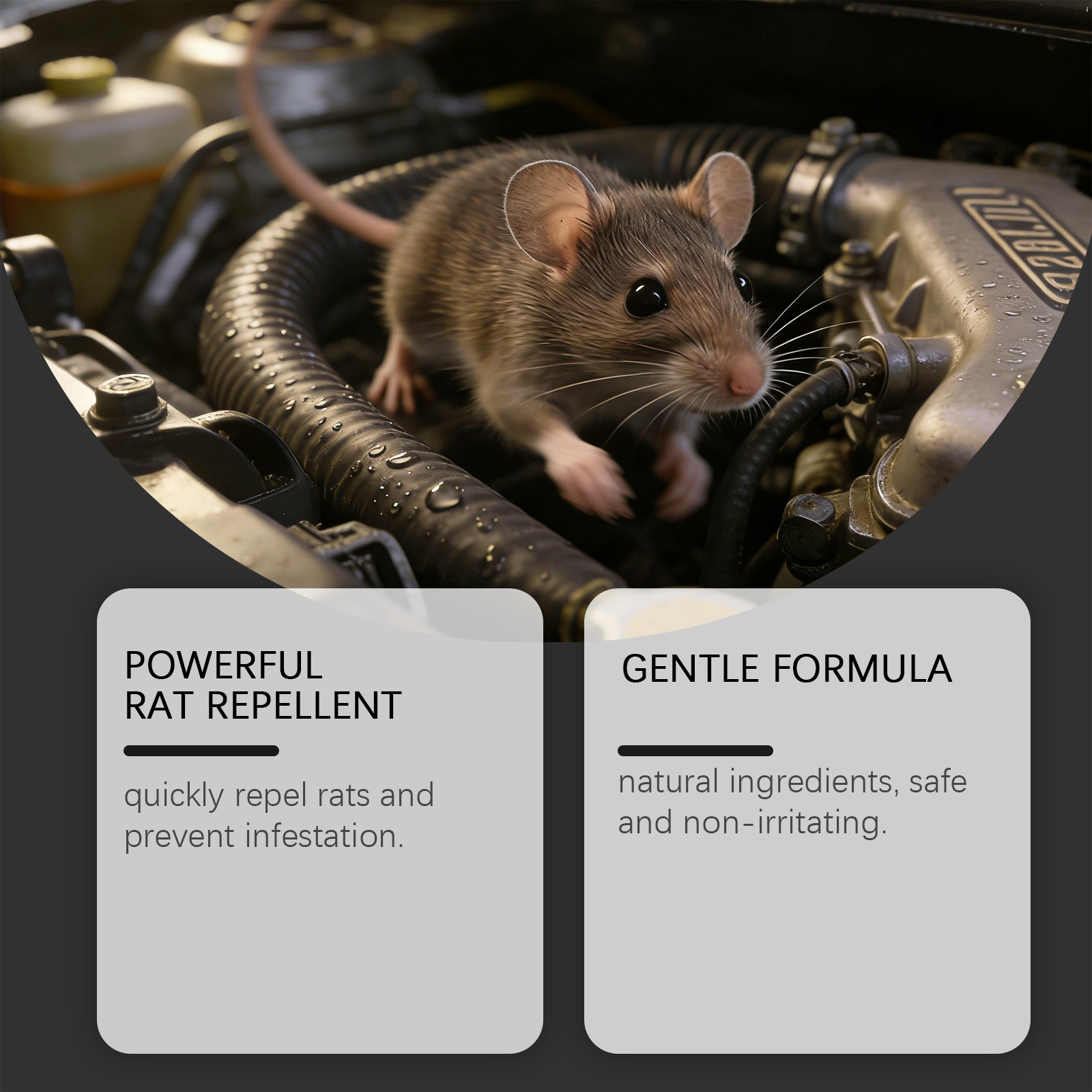 Hikmarion Engine Rat Repellent Spray for Car and Home Use, Safe and Non-Corrosive, Non-Irritating