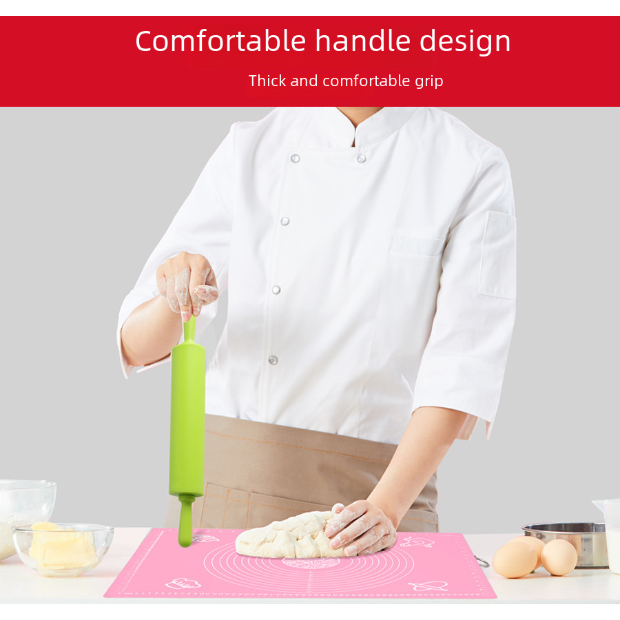 Cross-border silicone plastic rolling pin dumpling skin pizza roller roller silicone flour roller baking tools