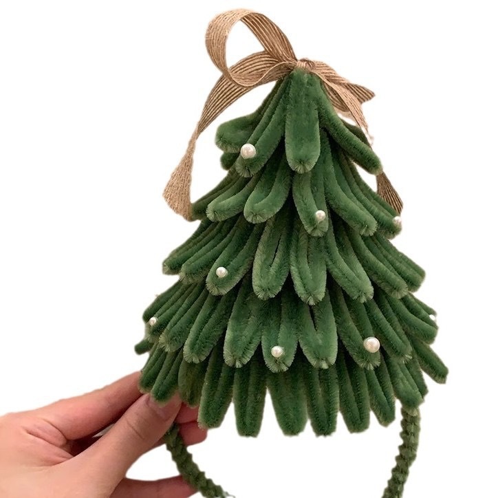 緑のクリスマスツリーのカチューシャ手作りヘアピンツイストスティックdiy材料バッグカチューシャかわいいクリスマスプレゼント|undefined
