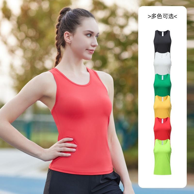 Women's Yoga Tight Vest Breathable Sports Beautiful Back Running Fitness High Elastic Slim Bottoming Outer Wear Quick-Drying Vest