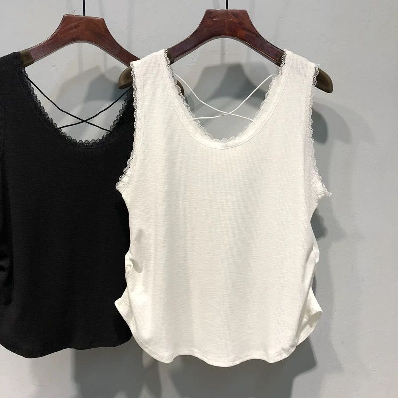Modal Cotton Lace-Trimmed Camisole for Women, Plus Size, Suitable for Outerwear or Layering, with a Beautiful Back Design, Sleeveless Top Modal Cotton Lace-Trimmed Camisole for Women, Plus Size, Suitable for Outerwear or Layering, with a Beautiful Back Design, Sleeveless Top