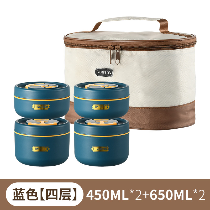 304 caja de almuerzo redonda de acero inoxidable con aislamiento estudiante trabajador de oficina caja de almuerzo portátil caja de almuerzo sellada tazón de sopa al por mayor