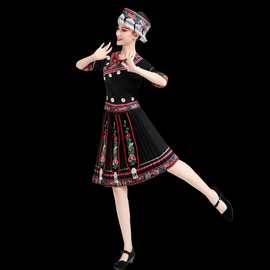 新款三月三女少数民族彝族服饰布依族舞蹈服装哈尼族壮族怒族服饰
