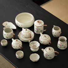 上古 米黄汝窑三才盖碗茶杯单杯高档喝茶茶壶带盖泡茶碗功夫茶具