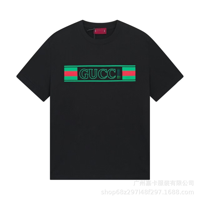 クロスボーダーハイエンドGファミリーTシャツラウンドネックフロントロゴ柄シリーズカジュアル男女同型半袖Tシャツ|undefined