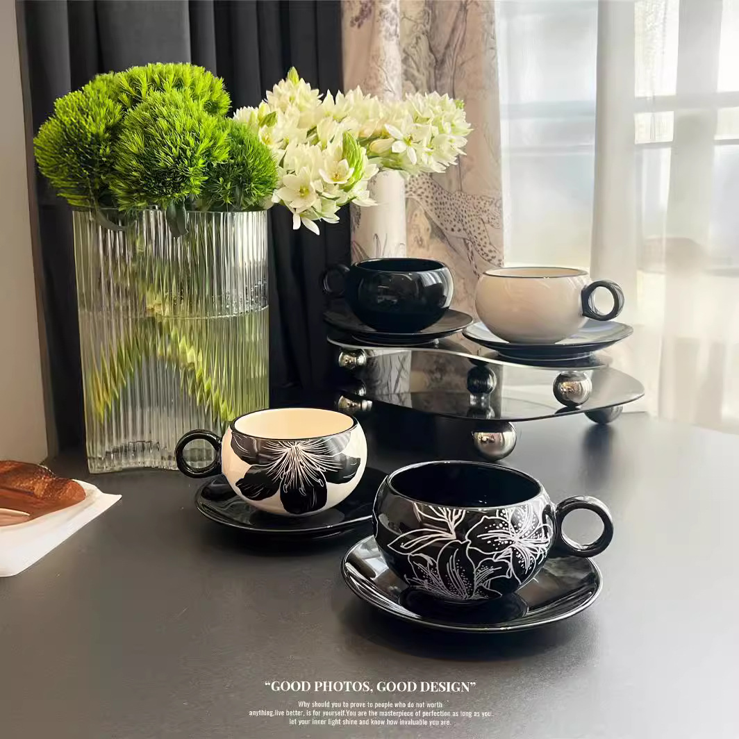 Sean Molo Imaging Daffodil Coffee Cup and Saucer Set Home Use Mugs Couple Water Cups Birthday Gift Box