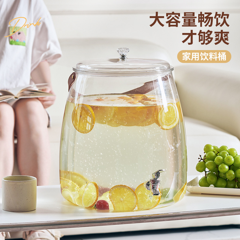冷水壺水果茶涼水壺家用裝水飲料桶冰水杯果汁帶水龍頭大容量冰箱