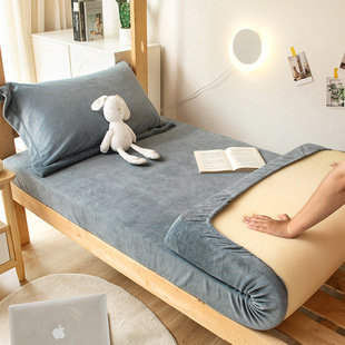 Milk fleece bed hat single piece college dormitory 90x 190 single bedroom mattress cover coral fleece bed sheet cover