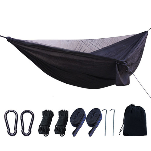 Outdoor parachute fabric elastic mosquito net hammock swing anti-mosquito swing set travel leisure lightweight hammock factory direct sales