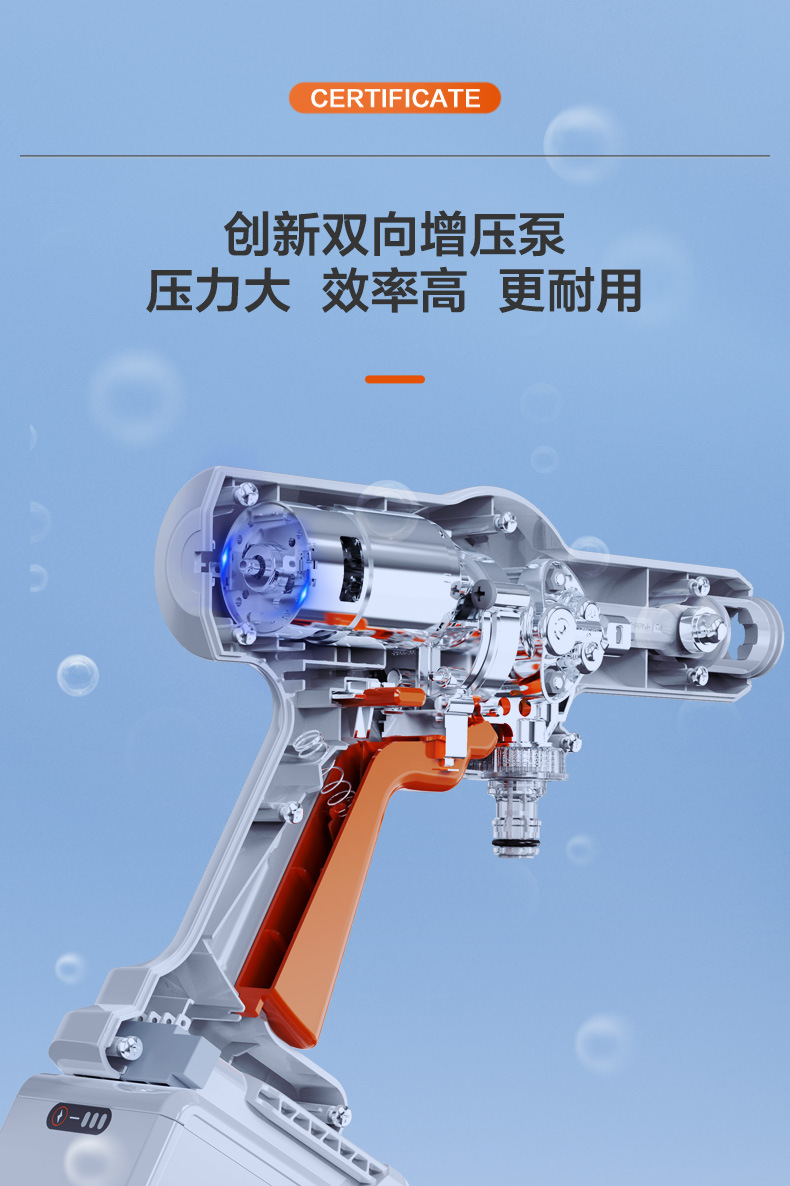 Wireless car washer high pressure water gun household car lithium battery car wash artifact powerful booster portable grab