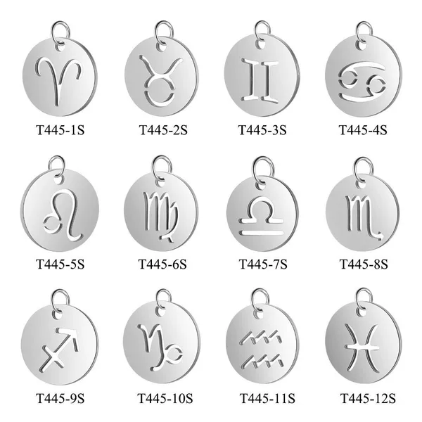 5 Pieces/Pack Titanium Steel Twelve Zodiac Jewelry Accessories Handmade Necklace Bracelet Pendant Stainless Steel Small Pendant Steel Lion