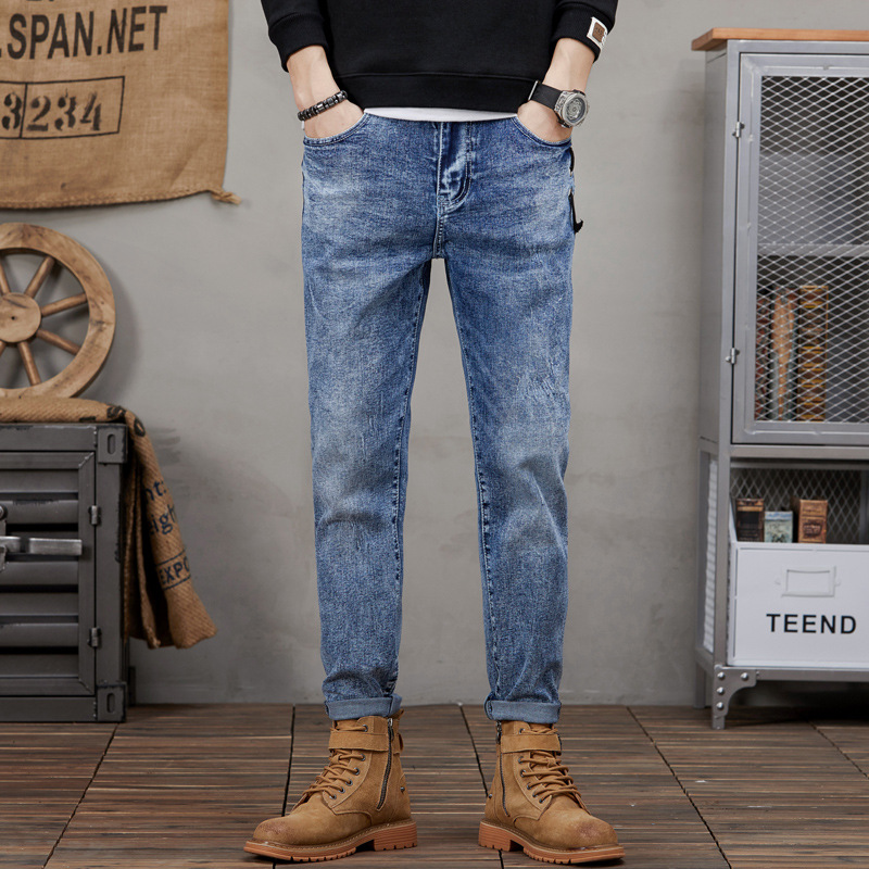 Vaqueros rotos para hombre, vaqueros para hombre con elástico en la pierna pequeña_voghion.com