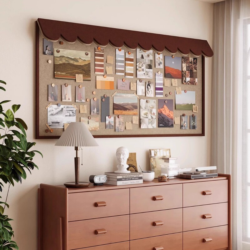 Three-Dimensional Eaves Felt Board Photo Wall Retro High-End Wall Sticker Cork Board Message Board Photo Display Board
