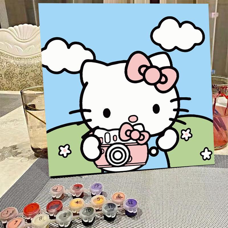 デジタル油絵diyの塗り絵の子供は漫画のアニメを埋めて色を塗ります。|undefined