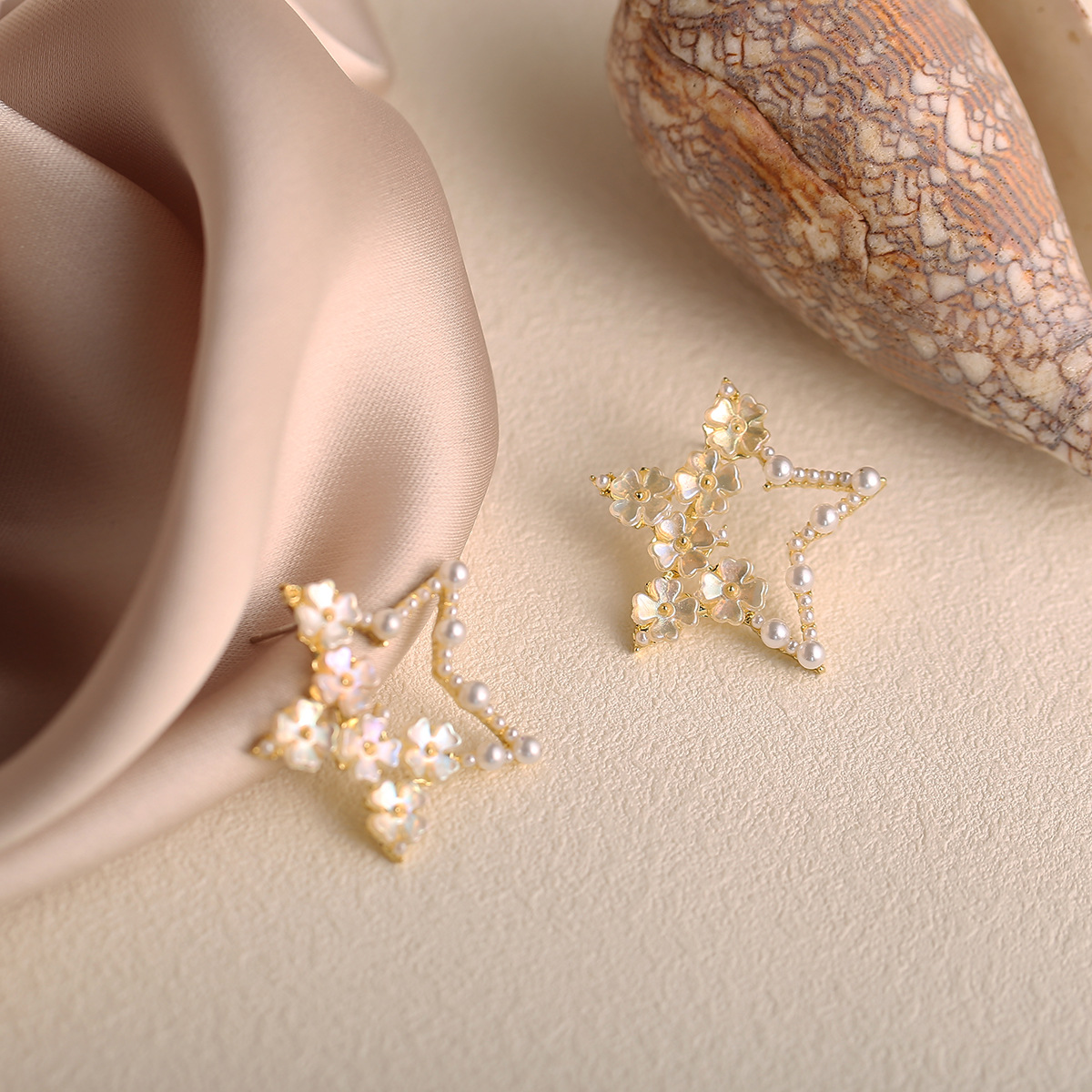 Simple Retro Pearl Flower Earrings display picture 2
