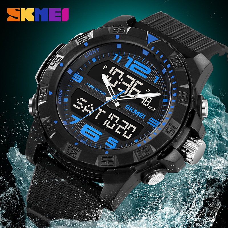 SKMEI reloj doble pantalla multifuncional luminoso impermeable reloj electrónico deportes al aire libre reloj electrónico 2162