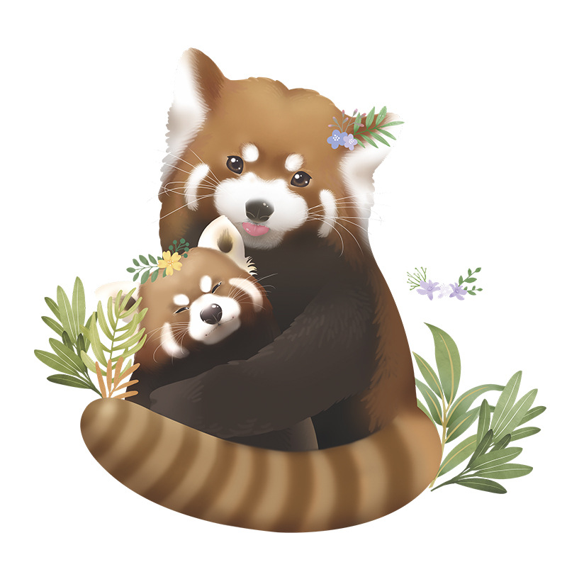 New Cartoon Little Raccoon Mother And Child Wall Sticker display picture 7