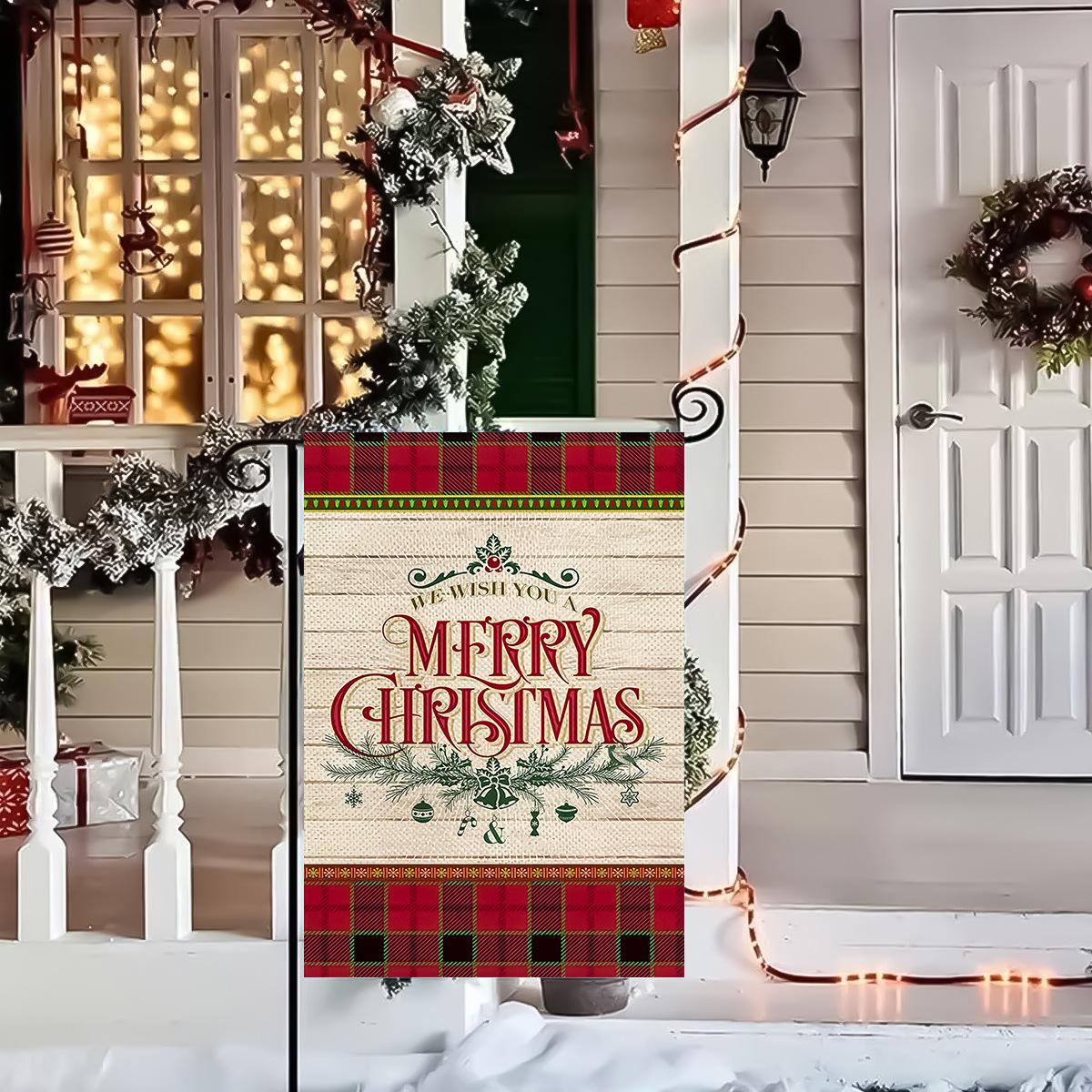 Cross-border special for Christmas series truck reindeer Christmas Snowman double-sided printing garden decoration garden flag flag_voghion.com