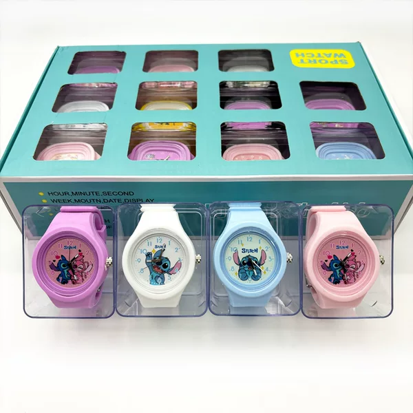 Children's Watch Stitch Cute High-Quality Skin-Feel Jelly Silicone Student Watch Cartoon Gift Watch Boxed Watch