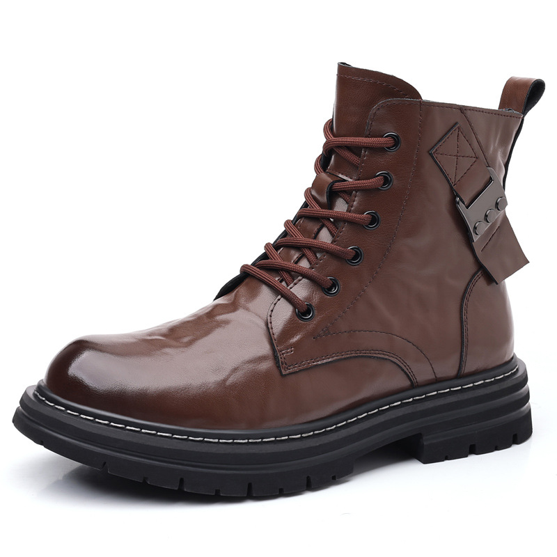 Invierno de los hombres de algodón acolchado zapatos Martin botas de los hombres de cuero genuino de piel de vaca forrado de lana caliente botas de los hombres del todo-fósforo de moda botas de monos botas