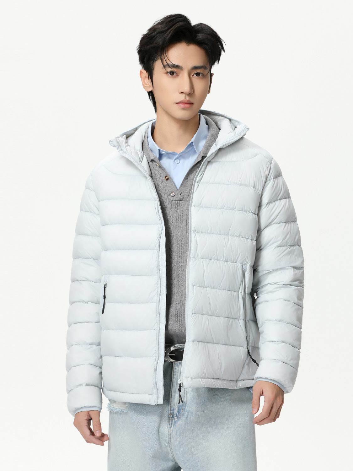 MTLCLOTHES Hombres| Nuevo estándar nacional 90% blanco chaqueta ligera corta encapuchada costilla casual tendencia