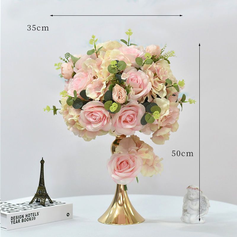 핑크 트럼펫 황금 꽃 그릇