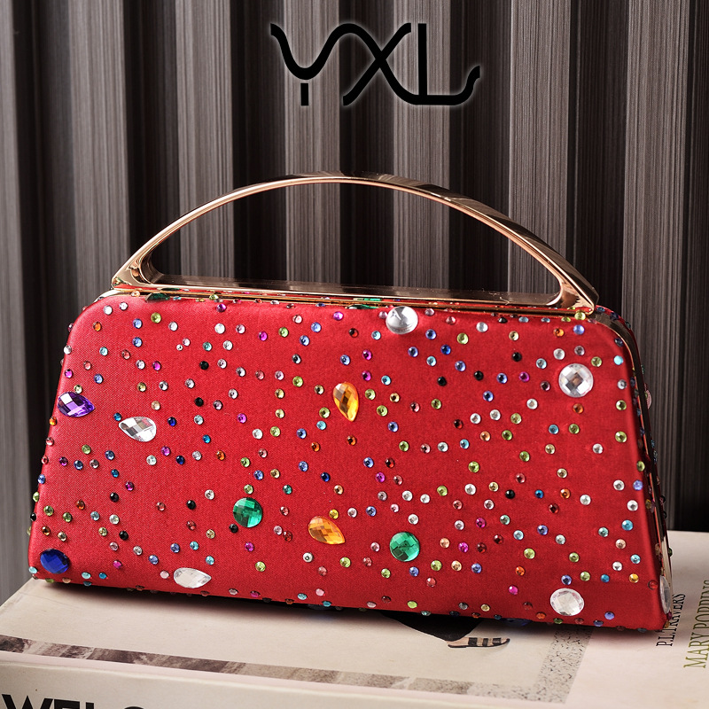 Bolsa de cena de moda europea y americana, bolsas de fiesta de diamantes de seda, bolsas de noche portátiles, nuevos fabricantes de Amazon transfronterizos