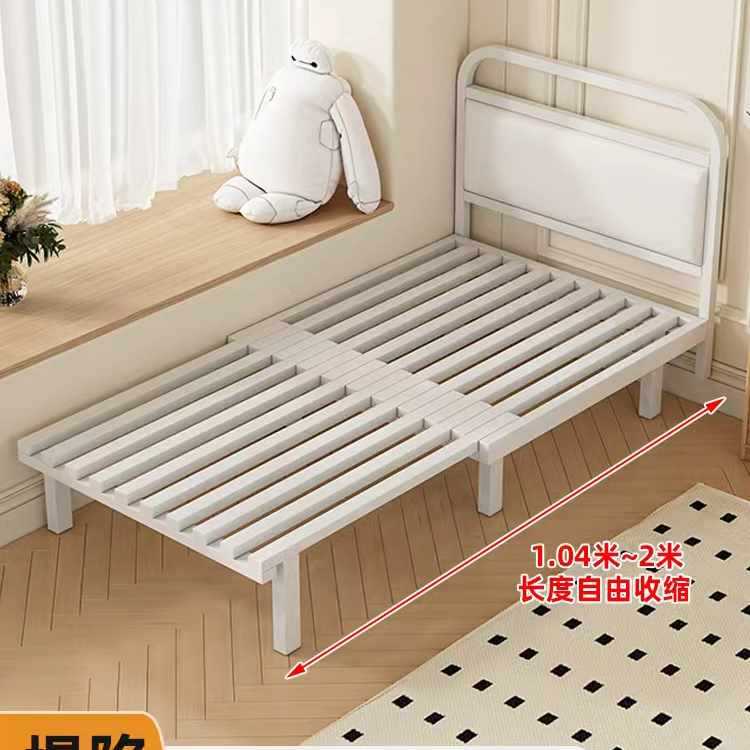 Wrought Iron Single Bed with Extendable Steel Frame for Home Rental, Thickened and Reinforced Iron Frame Bed, Convenient and Simple Small Bed