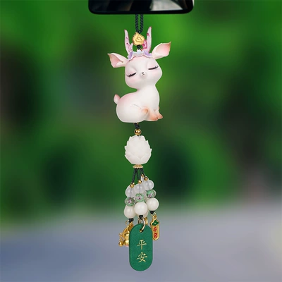 Car hanging Car Pendant Deer High-End Car - flower-rhyme-deer-pendant-sitting-gold-green-peace