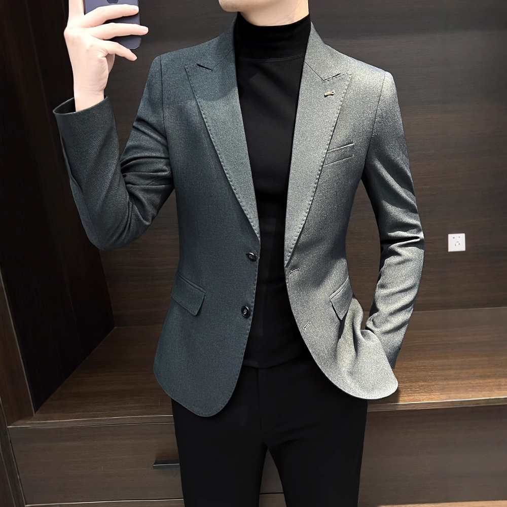 YIPI SHUAI 세트 재킷 남자 가을 겨울 남자 톱 2024 뉴 비즈니스 높은 감각 캐주얼 세트 남성