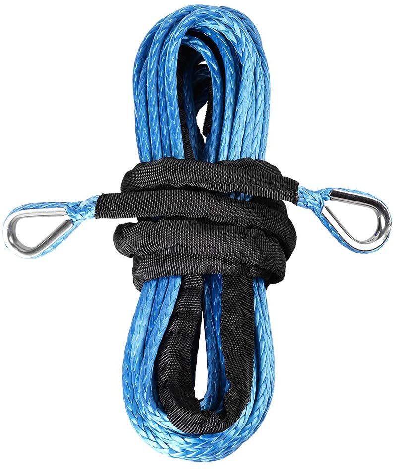 6mm Synthetic Fiber Rope Winch Rope 7700 Pounds 1/4 Polymer Trailer Rope Hook Uhmwpe Electric Winch Extension