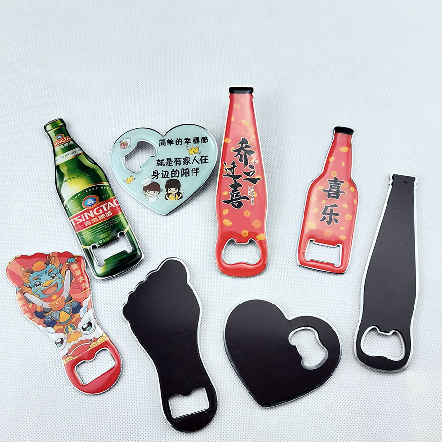 (2개) 크리에이티브 와인 오프너 스테인레스 스틸 맥주 드라이버 냉장고 스티커 다기능 광고 접착제 병 스타터 맞춤형 로고