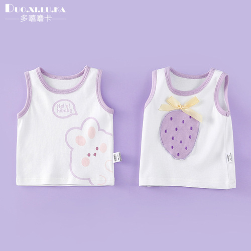 [Wholesale] Boys' baby vests pure cotton spring and summer thin bottoming shirts underwear girls' tops baby vests