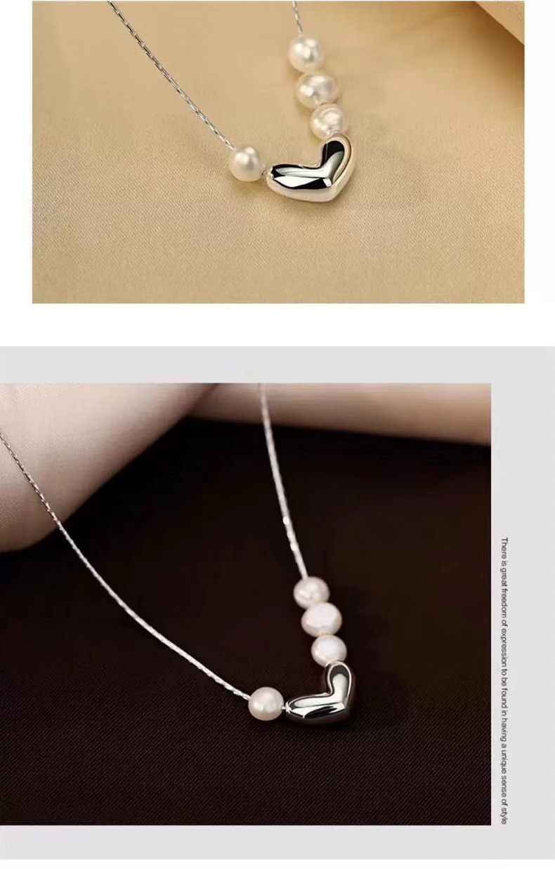 cable chain Chain Type 1 Piece Quantity 925 Sterling Silver Pearl Heart Shape Necklace
