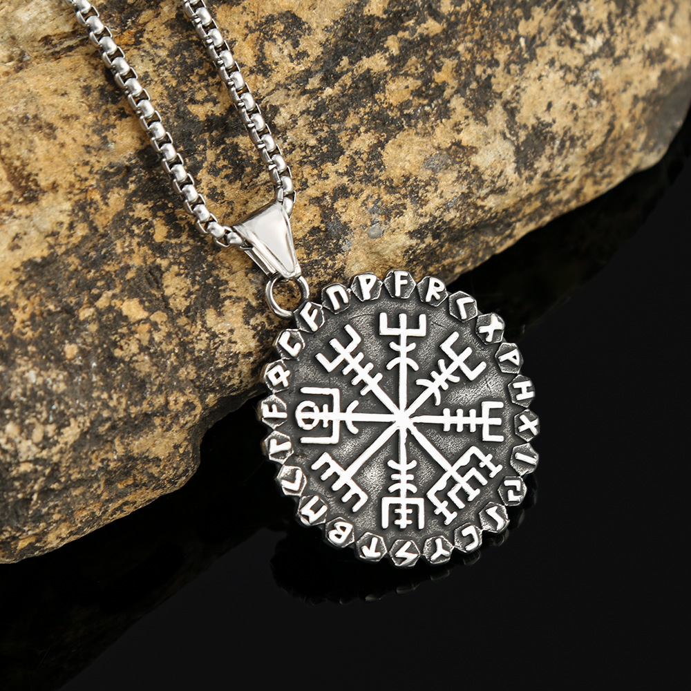 Nordic Viking-Inspired Compass Necklace Image 2
