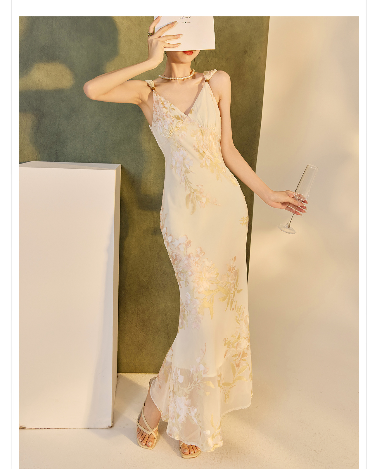 Váy bodycon ôm sát họa tiết phong cách Trung Hoa mùa hè, chất rayon mềm mại — Màu trắng be chi tiết 16