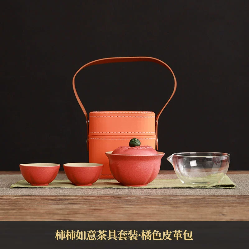 Портативный открытый чайный набор хурмы для путешествий с ручной подаркой