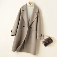 Autumn Double-Sided Wool Overcoat - Long Coat, Mid-Length, Korean Style, 1.2 kg, 58x43x3 cm